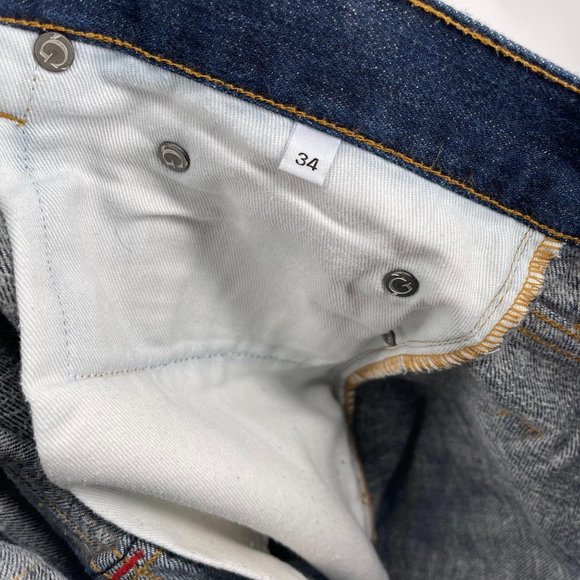 Gustin Size 34 Dark Blue Wash Slim Raw Selvedge Button Fly Jeans - Picture 6 of 7